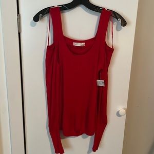NWT Anthropologie Cold Shoulder Red Top